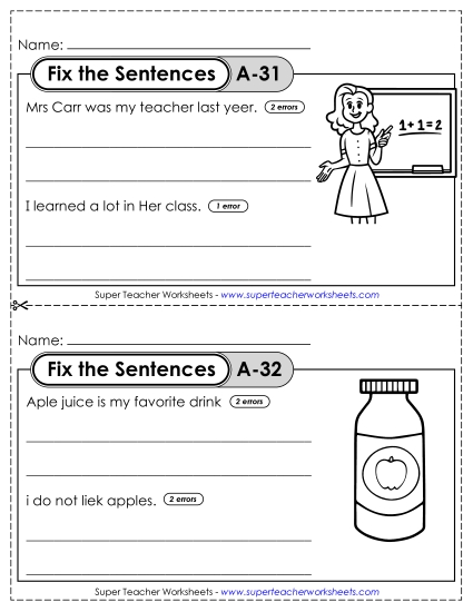 Fix the Sentences A-31 through A-35 Fix the Sentences A-31 through A-35