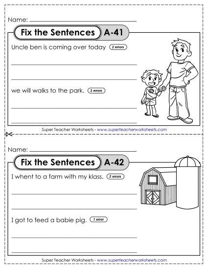 Fix the Sentences A-41 through A-45 Fix the Sentences A-41 through A-45
