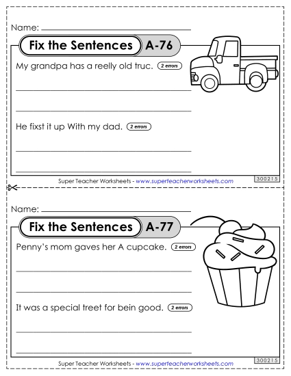 Fix the Sentences A-76 through A-80 Fix the Sentences A-76 through A-80