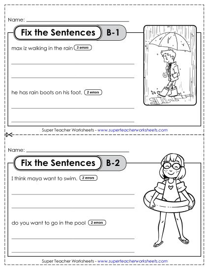 Fix the Sentences B-1 through B-5 Fix the Sentences B-1 through B-5
