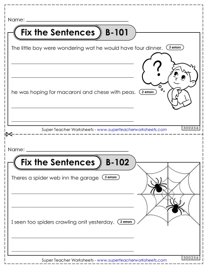 Fix the Sentences B-101 through B-105 Fix the Sentences B-101 through B-105