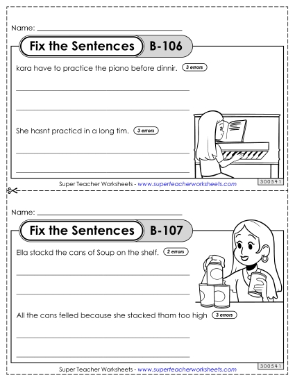 Fix the Sentences B-106 through B-110 Fix the Sentences B-106 through B-110