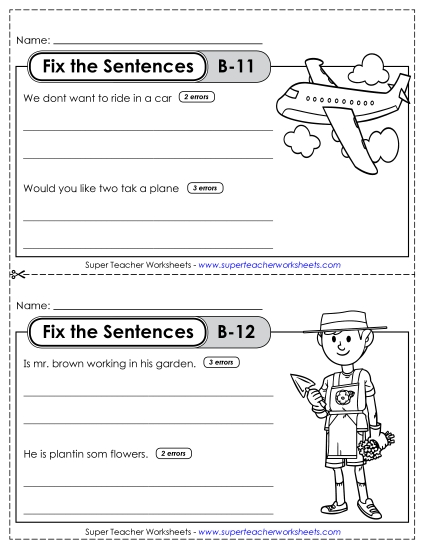Fix the Sentences B-11 through B-15 Fix the Sentences B-11 through B-15
