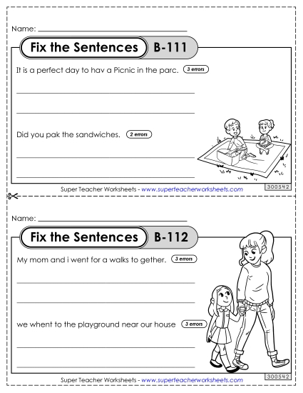 Fix the Sentences B-111 through B-115 Fix the Sentences B-111 through B-115