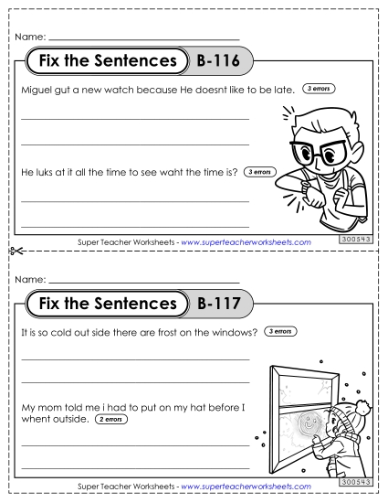 Fix the Sentences B-116 through B-120 Fix the Sentences B-116 through B-120