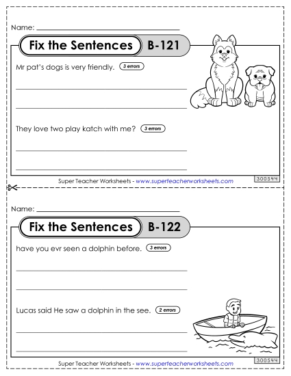 Fix the Sentences B-121 through B-125 Fix the Sentences B-121 through B-125