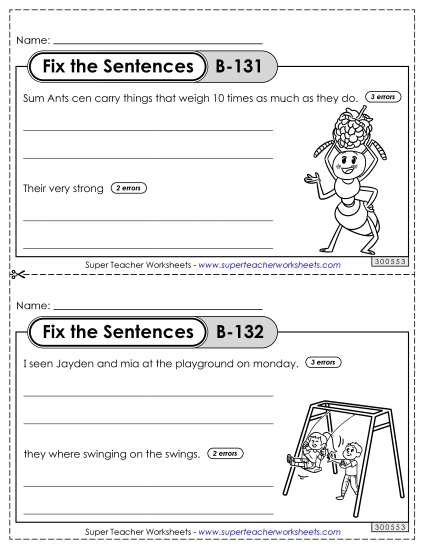 Fix the Sentences B-131 through B-135 Fix the Sentences B-131 through B-135