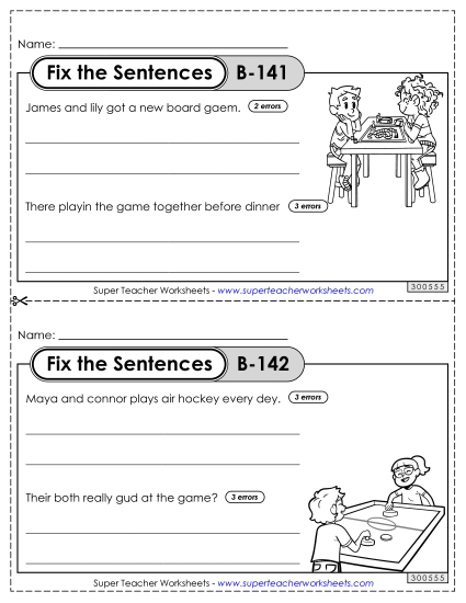 Fix the Sentences B-141 through B-145 Fix the Sentences B-141 through B-145