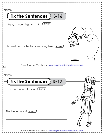 Fix the Sentences B-16 through B-20 Fix the Sentences B-16 through B-20