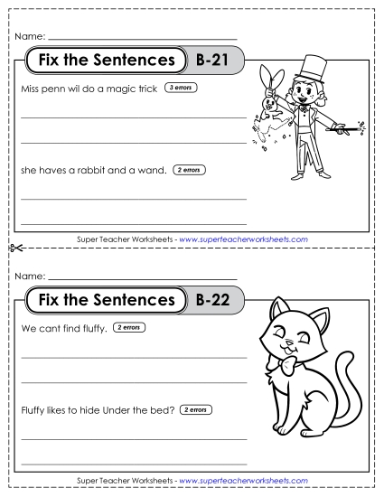 Fix the Sentences B-21 through B-25 Fix the Sentences B-21 through B-25
