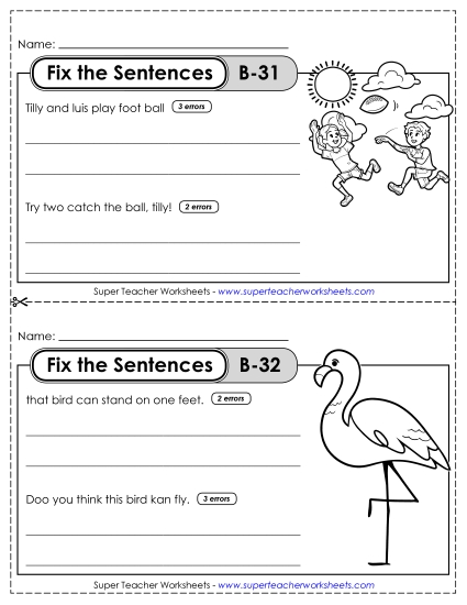 Fix the Sentences B-31 through B-35 Fix the Sentences B-31 through B-35