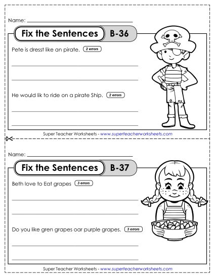 Fix the Sentences B-36 through B-40 Fix the Sentences B-36 through B-40