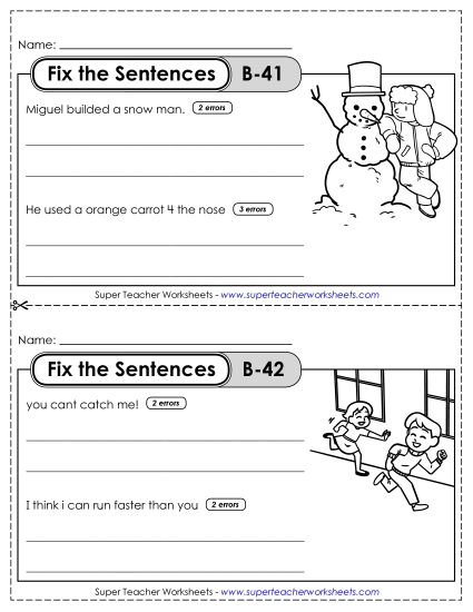 Fix the Sentences B-41 through B-45 Fix the Sentences B-41 through B-45