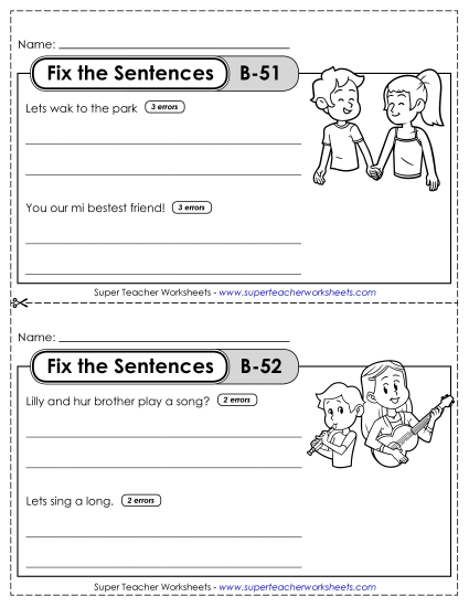 Fix the Sentences B-51 through B-55 Fix the Sentences B-51 through B-55