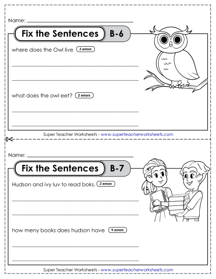 Fix the Sentences B-6 through B-10 Fix the Sentences B-6 through B-10