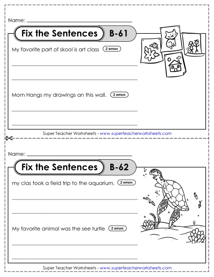 Fix the Sentences B-61 through B-65 Fix the Sentences B-61 through B-65