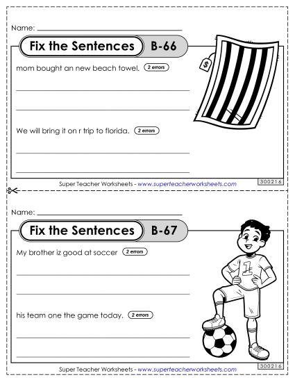 Fix the Sentences B-66 through B-70 Fix the Sentences B-66 through B-70