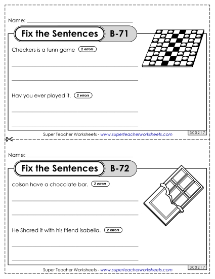 Fix the Sentences B-71 through B-75 Fix the Sentences B-71 through B-75