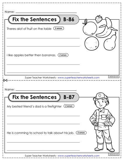 Fix the Sentences B-86 through B-90 Fix the Sentences B-86 through B-90