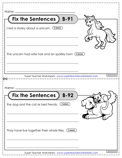 Fix the Sentences B-91 through B-95 Fix the Sentences B-91 through B-95