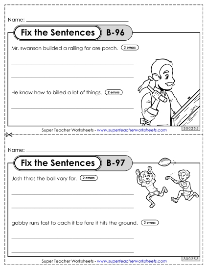 Fix the Sentences B-96 through B-100 Fix the Sentences B-96 through B-100