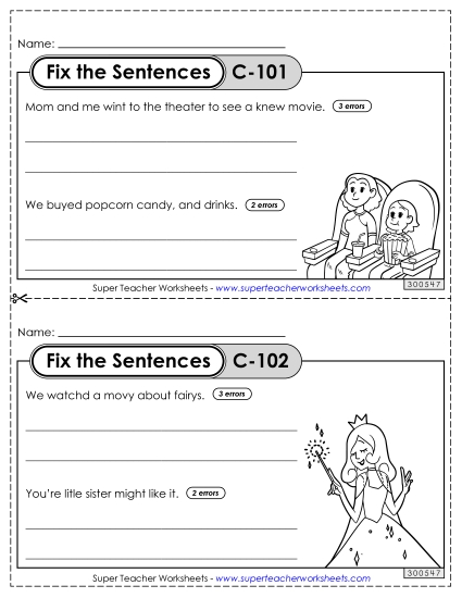 Fix the Sentences C-101 through C-105 Fix the Sentences C-101 through C-105