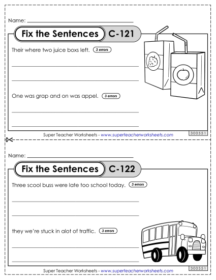 Fix the Sentences C-121 through C-125