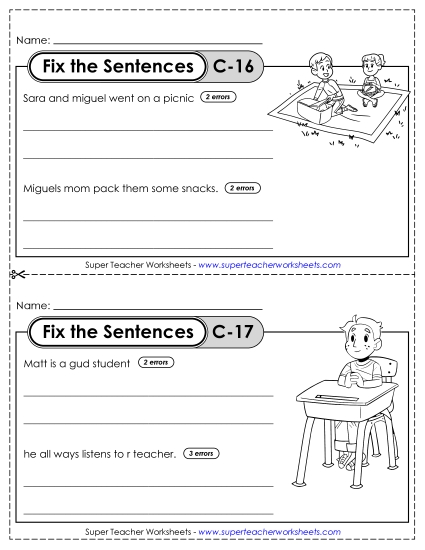 Fix the Sentences C-16 through C-20 Fix the Sentences C-16 through C-20
