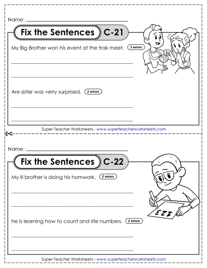 Fix the Sentences C-21 through C-25 Fix the Sentences C-21 through C-25