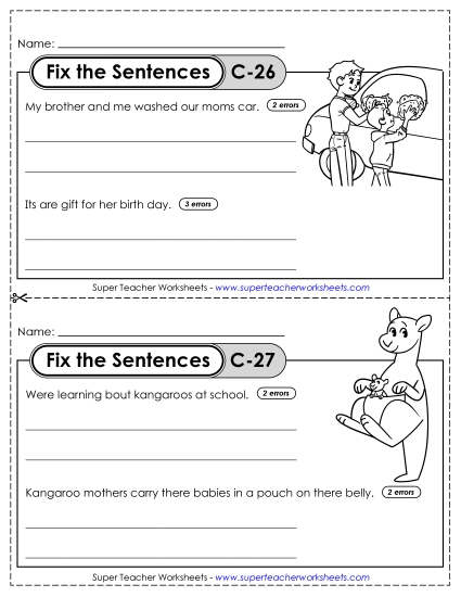 Fix the Sentences C-26 through C-30 Fix the Sentences C-26 through C-30