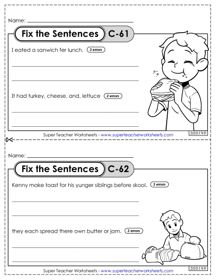 Fix the Sentences C-61 through C-65 Fix the Sentences C-61 through C-65