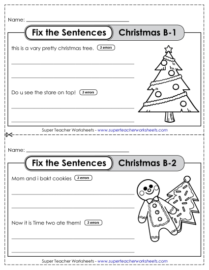 Holiday Proofreading - Fix the Sentences: Christmas (Level B) Holiday Proofreading - Fix the Sentences: Christmas (Level B)