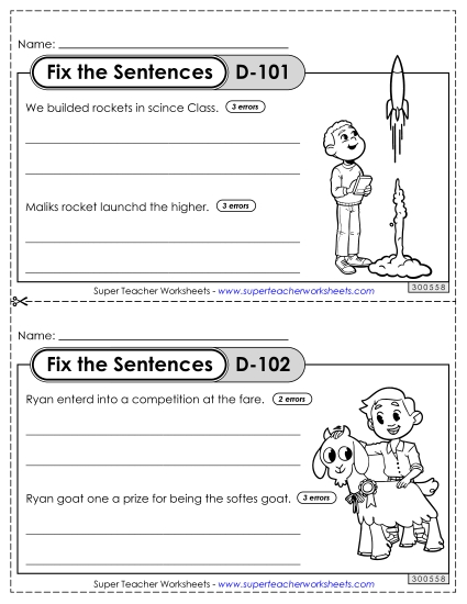 Fix the Sentences D-101 through D-105 Fix the Sentences D-101 through D-105
