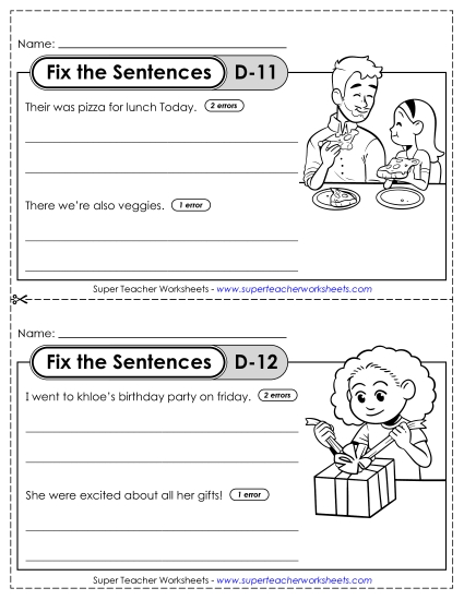 Fix the Sentences D-11 through D-15 Fix the Sentences D-11 through D-15