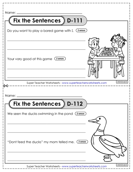 Fix the Sentences D-111 through D-115 Fix the Sentences D-111 through D-115