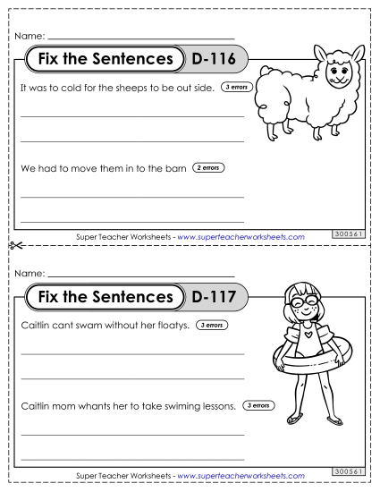 Fix the Sentences D-116 through D-120 Fix the Sentences D-116 through D-120