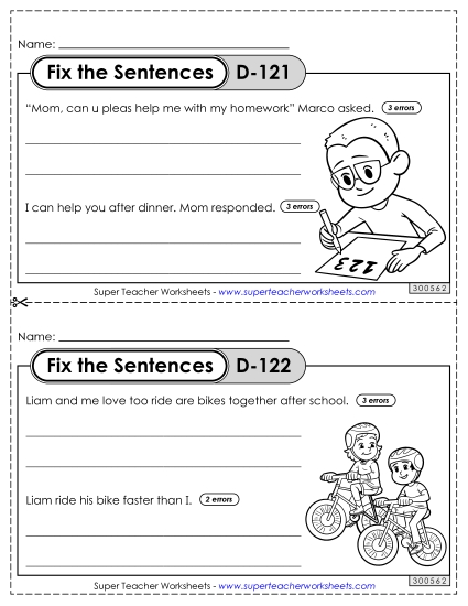 Fix the Sentences D-121 through D-125 Fix the Sentences D-121 through D-125