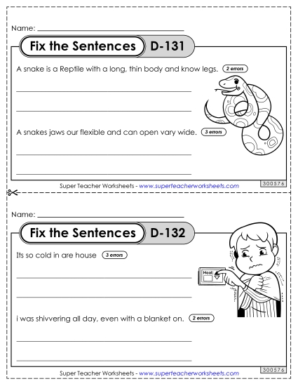 Fix the Sentences D-131 through D-135 Fix the Sentences D-131 through D-135