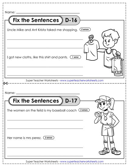 Fix the Sentences D-16 through D-20 Fix the Sentences D-16 through D-20