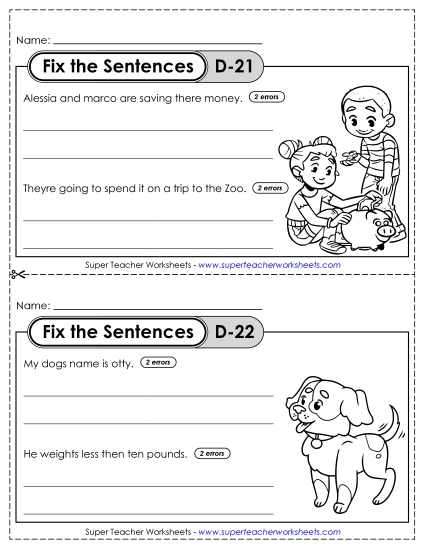 Fix the Sentences D-21 through D-25 Fix the Sentences D-21 through D-25