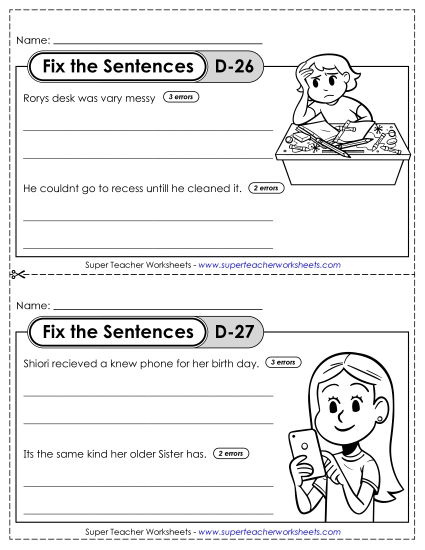 Fix the Sentences D-26 through D-30 Fix the Sentences D-26 through D-30