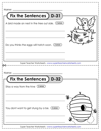Fix the Sentences D-31 through D-35 Fix the Sentences D-31 through D-35