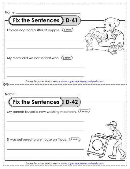 Fix the Sentences D-41 through D-45 Fix the Sentences D-41 through D-45