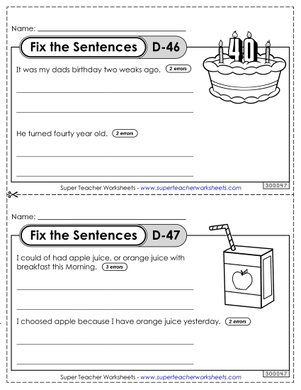 Fix the Sentences D-46 through D-50 Fix the Sentences D-46 through D-50
