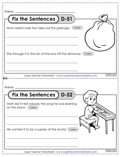 Fix the Sentences D-51 through D-55 Fix the Sentences D-51 through D-55