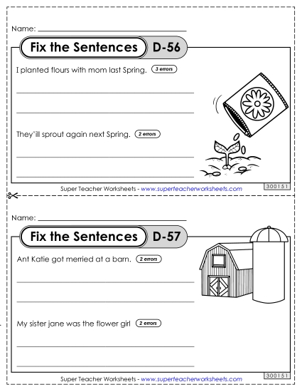 Fix the Sentences D-56 through D-60 Fix the Sentences D-56 through D-60