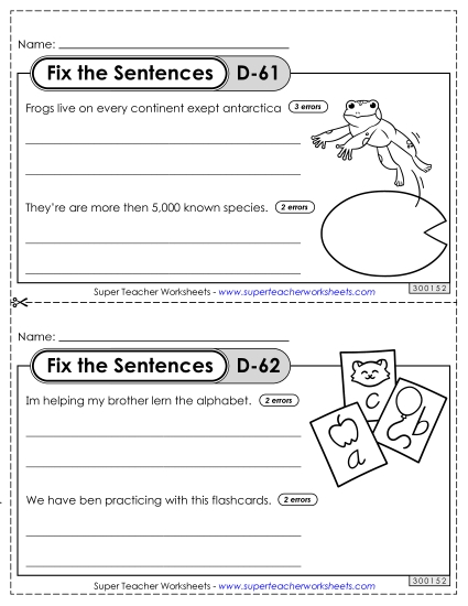 Fix the Sentences D-61 through D-65 Fix the Sentences D-61 through D-65