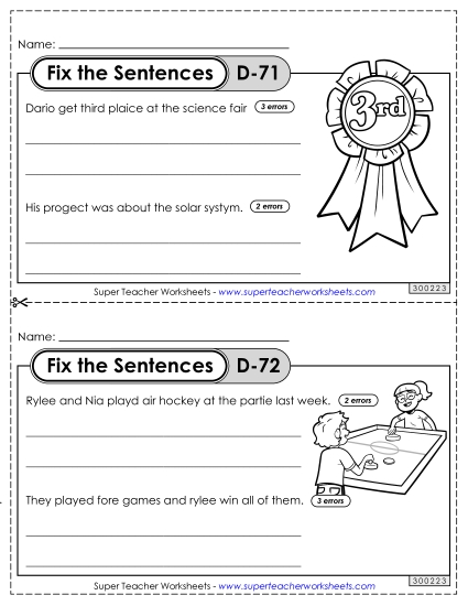Fix the Sentences D-71 through D-75 Fix the Sentences D-71 through D-75