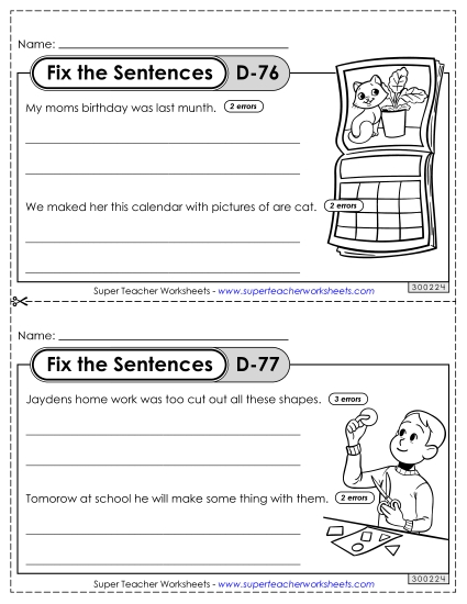 Fix the Sentences D-76 through D-80 Fix the Sentences D-76 through D-80
