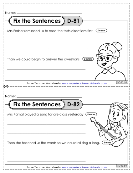 Fix the Sentences D-81 through D-85 Fix the Sentences D-81 through D-85